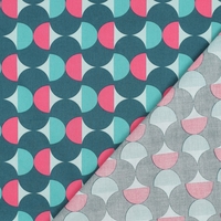 אריג כותנה עמיד במים דפוס אבסטרקטי גווני פטרול ומנטה