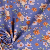 טריקו כותנה אורגני על רקע לבנדר דגם שרון