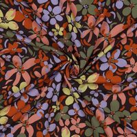 אריג ויסקוזה דפוס פריחה מרהיבה על רקע חום