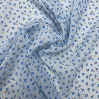 2 מטר אריג שיפון תכלת דפוס פרחים קטנים