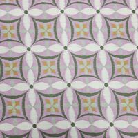 אריג קנבס דפוס פרחים אבסטרקטי גווני ירוק וסגול רך דגם קלודין