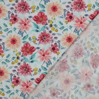 אריג כותנה דפוס פרחים דיגיטלי גווני אדום דגם שיר