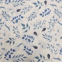 אריג כותנה דפוס עלי אקליפטוס גווני כחול