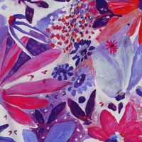 אריג ויסקוזה ECOVERO דפוס פרחים סוריאליסטי גווני סגול נרידה הנסן