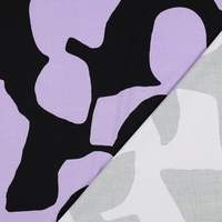 אריג ויסקוזה לייקרה דפוס אמורפי גווני סגול שחור