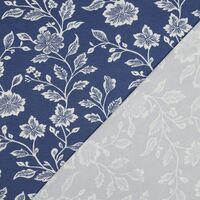 טריקו ויסקוזה דפוס פרחים מצויירים על רקע כחול