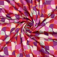 אריג ויסקוזה דפוס גאומטרי גווני סגול בורדו דגם שרה