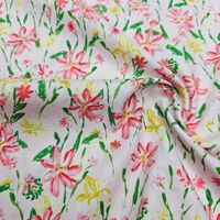 אריג כותנה דפוס גן פורח בורוד