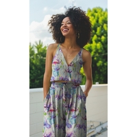 אריג ויסקוזה דפוס פרחי אירוס דיגיטלי בגוונים רכים