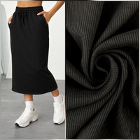 סריג ריב כותנה צבע שחור