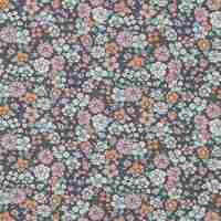 אריג כותנה אורגני דפוס פרחי שדה על רקע כחול מעושן