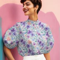 אריג כותנה וואל דפוס פרחים סגלגלים דיגיטלי