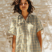 אריג דאבל טטרה משובץ דו צדדי בגווני אביב