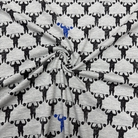 טריקו כותנה דפוס מר שריר על רקע אפור