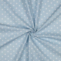 אריג כותנה נקודות לבן על רקע תכלת