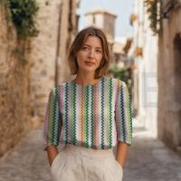 רשת קרושה דוגמת זיגזג צבעוני