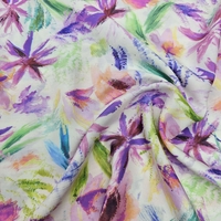 אריג ויסקוזה טנסל דפוס פריחת האקוורל בגווני לבנדר ירוק