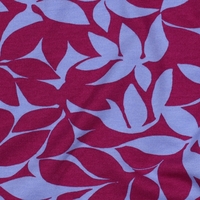 בד פוטר דפוס עלים דיגיטלי בגווני סגול