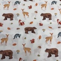 אריג כותנה דפוס חיות היער באווירת סתיו