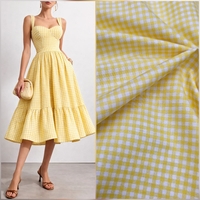 אריג כותנה משבצות פפיטה גווני צהוב לבן