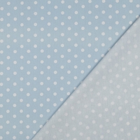 אריג כותנה נקודות לבן על רקע תכלת