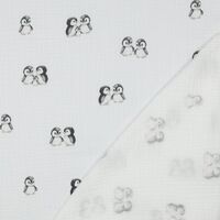 אריג דאבל טטרה דפוס פינגווינים על רקע לבן