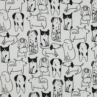 אריג פלנל דפוס כלבים חמודים על רקע אופוייט