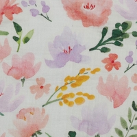 אריג דאבל טטרה דפוס פרחים מוציירים רקע לבן