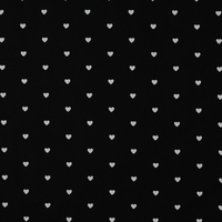 ארג כותנה שחור דפוס לבבות לבנים