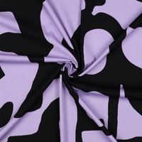 אריג ויסקוזה לייקרה דפוס אמורפי גווני סגול שחור