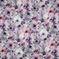 אריג ויסקוזה ECOVERO דפוס פרחים דיגיטלי גווני סגול מעושן