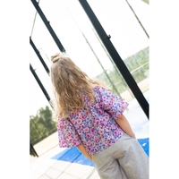 אריג כותנה דפוס גינת הפרחים השמחים