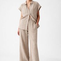 אריג דאבל טטרה דפוס פסים על רקע חול