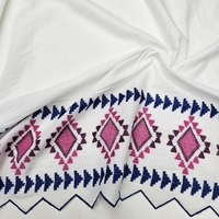 אריג כותנה וואל רקמה בגווני כחול וסגול