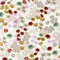 אריג כותנה פרחים בסגנון כפרי על רקע לבן דגם מאי