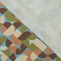 אריג ויסקוזה דפוס גאומטרי גווני ירוק בז חום דגם שרה