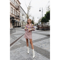 אריג ויסקוזה דפוס פרחים דיגיטלי על רקע אפור