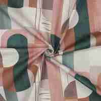 אריג קנבס דפוס דיגיטלי צורות גאומטריות בגוונים חמים