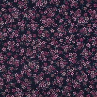 אריג כותנה דפוס פריחה אורבנית על רקע נייבי