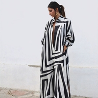 אריג פשתן ויסקוזה דפוס אמורפי בגווני שחור לבן