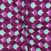 אריג כותנה עמיד במים דפוס אבסטרקטי גווני סגול ומנטה