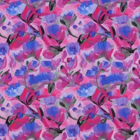 אריג ויסקוזה דפוס פנטזיה בורוד וכחול