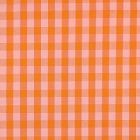 אריג כותנה משבצות גווני כתום וסלמון