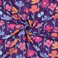 פרנץ טרי דפוס פרחים רעננים על רקע סגול