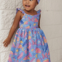 אריג כותנה דפוס דיגיטלי פרפרים וחיפושיות בגווני פסטל