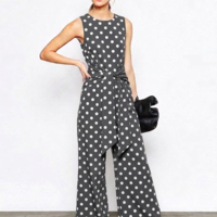 טריקו ויסקוזה דפוס נקודות לבן על רקע שחור