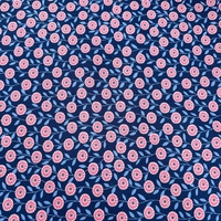 אריג כותנה דפוס פריחה כפרית בגווני כחול