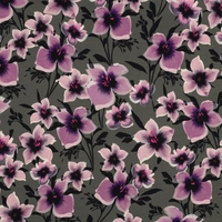 פרנץ טרי דפוס פרחים דיגיטלי סגולים על רקע ירוק יער