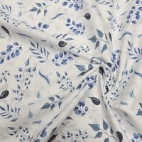 אריג כותנה דפוס עלי אקליפטוס גווני כחול