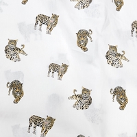 אריג כותנה דפוס נמרים על רקע לבן